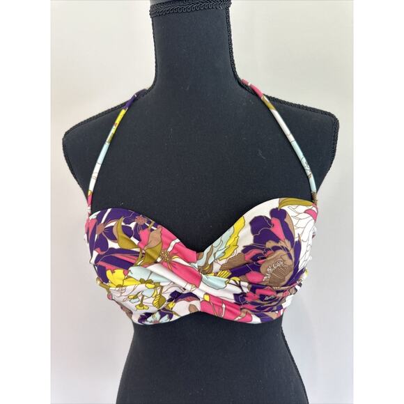 Victoria’s Secret 34C Women’s Swim Bikini Top Mixed Floral BANDEAU halter Strap - Picture 1 of 6